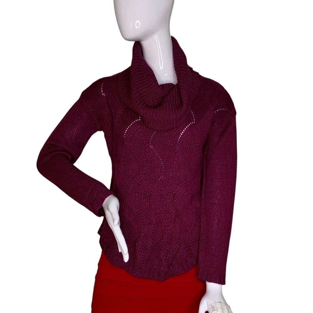 New Directions NWOT Fine Knit Sweater Cowl Neck Purple Size S
